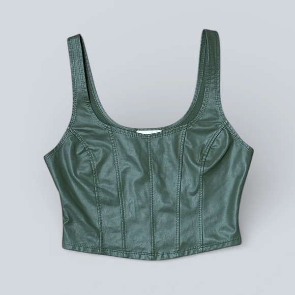 Altar'd State Tops - Altar’d State Brooklyn Leather Top – Green